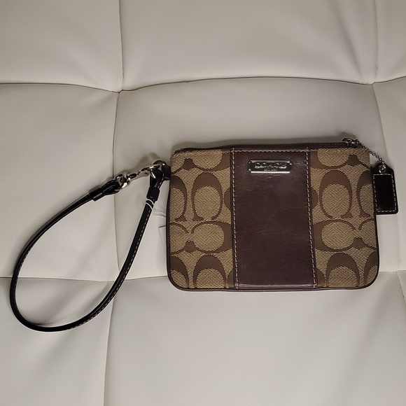 Coach Signature Brown Wristlet - Picture 3 of 8